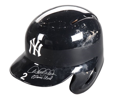 2013 Derek Jeter Game Worn and Signed New York Yankees Batting Helmet (MLB Authenticated/Steiner)